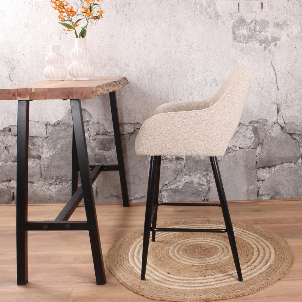 DS4U® Lenon Barkruk 67cm - Stof - Taupe - Afbeelding 3