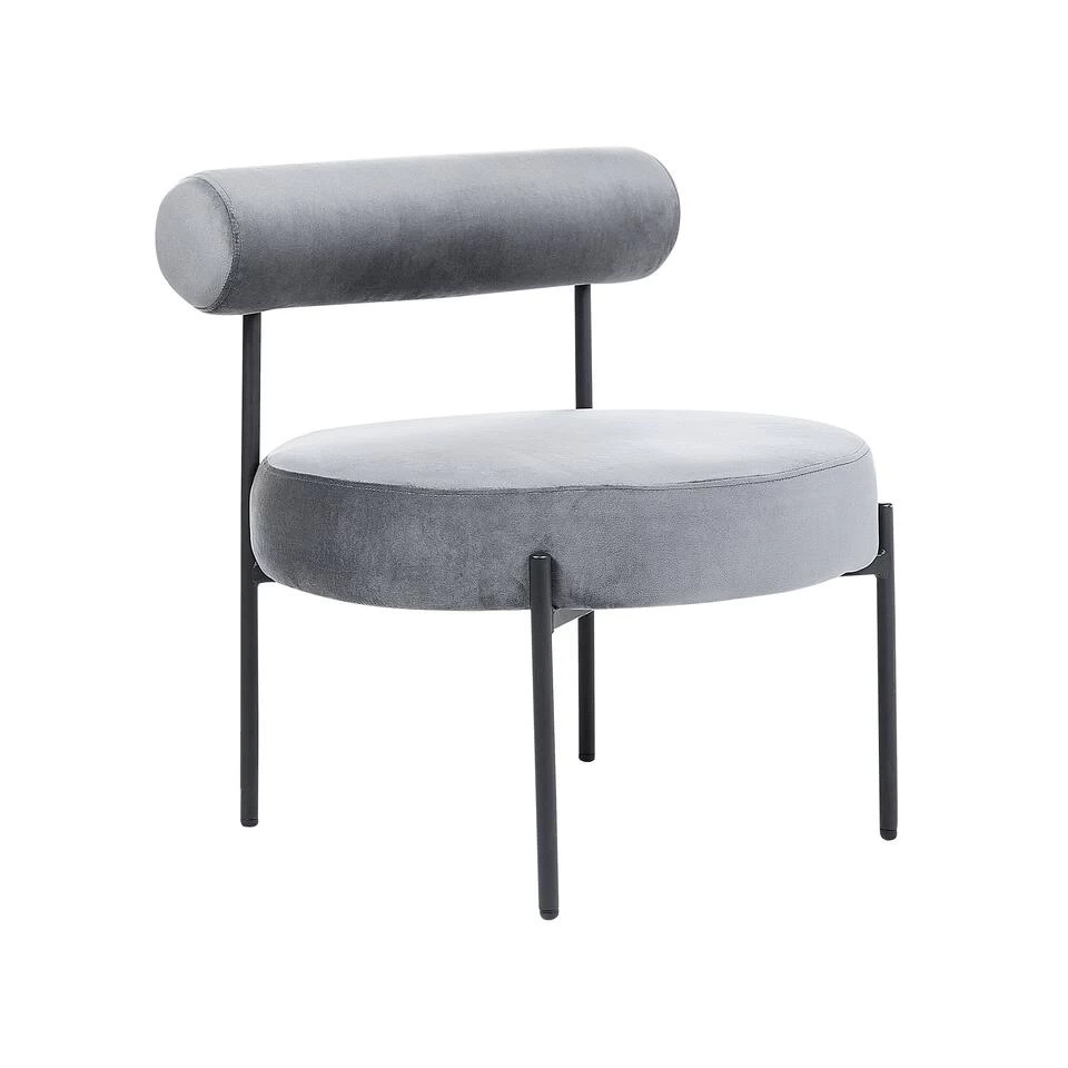 Beliani Fauteuil ALPHA - Grijs Fluweel