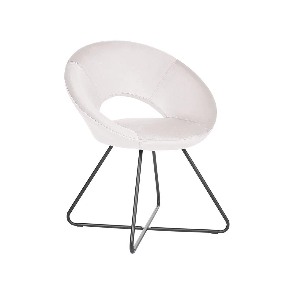 Beliani Fauteuil RACHEL - Beige Fluweel