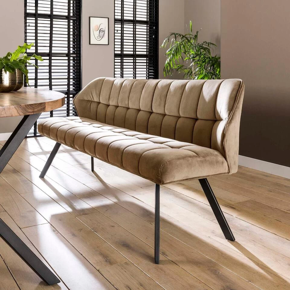 Ramon Eetkamerbank 180cm - Stof - Beige - Afbeelding 2