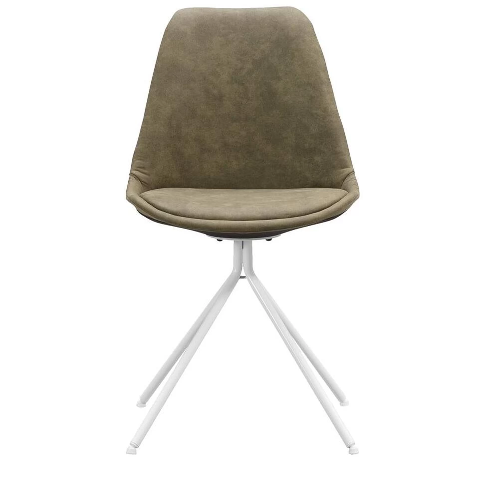 Eetkamerstoel Senja - Stof - Groen - Wit Metaal