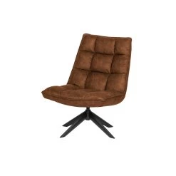 WOOOD Jouke Draaifauteuil - Kunstleer - Cognac - 97x70x85