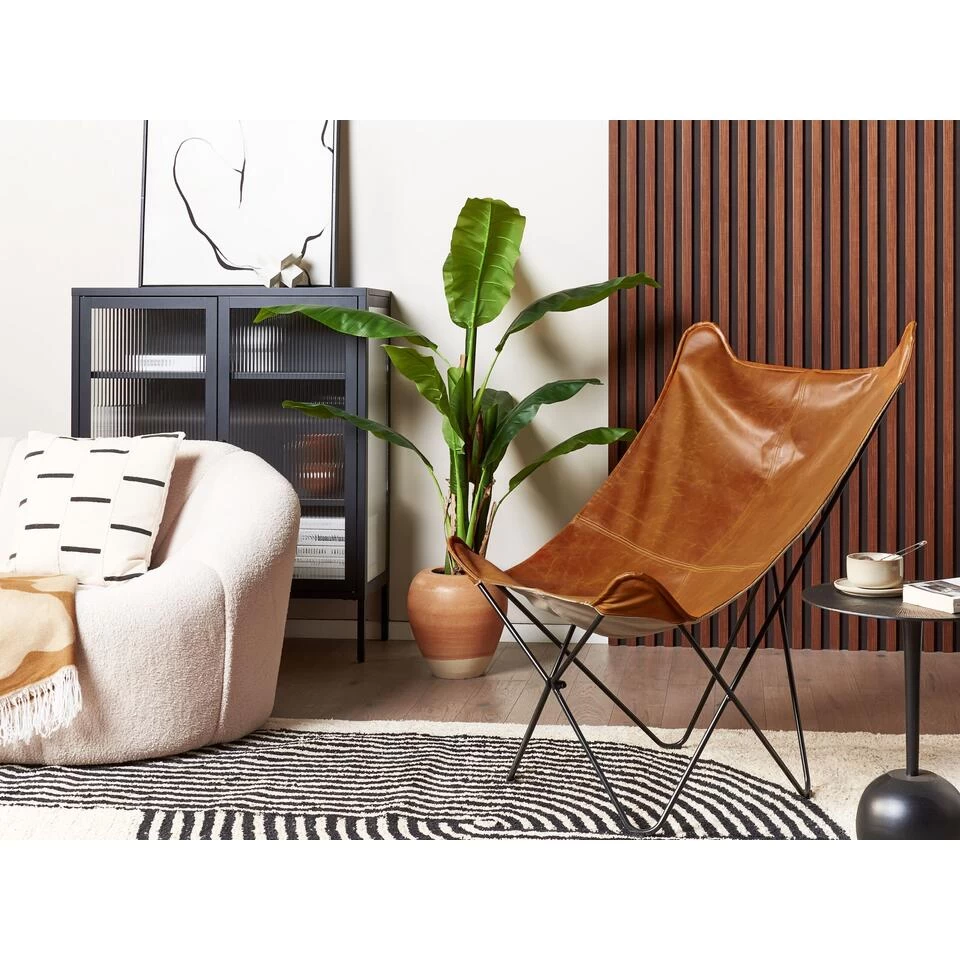 Beliani Fauteuil NYBRO - Bruin Kunstleer - Afbeelding 2