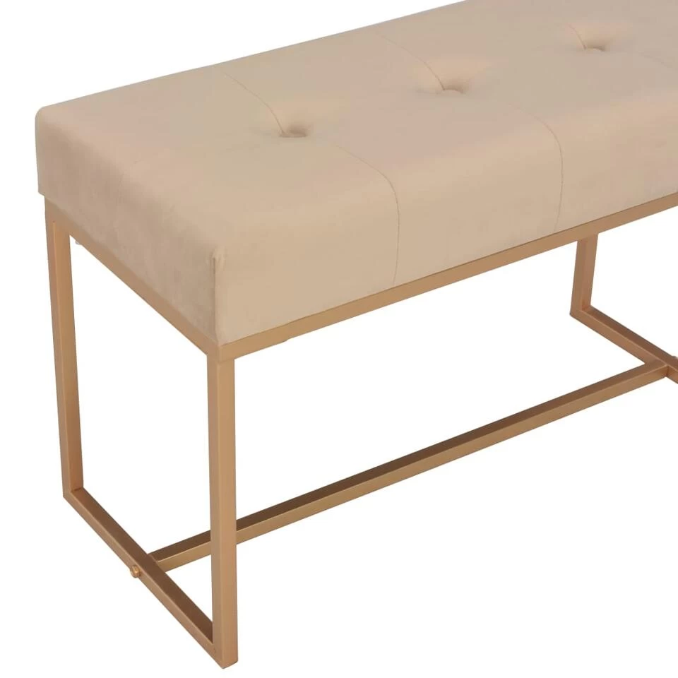 VidaXL Bankje 80 Cm Fluweel Beige - Afbeelding 4