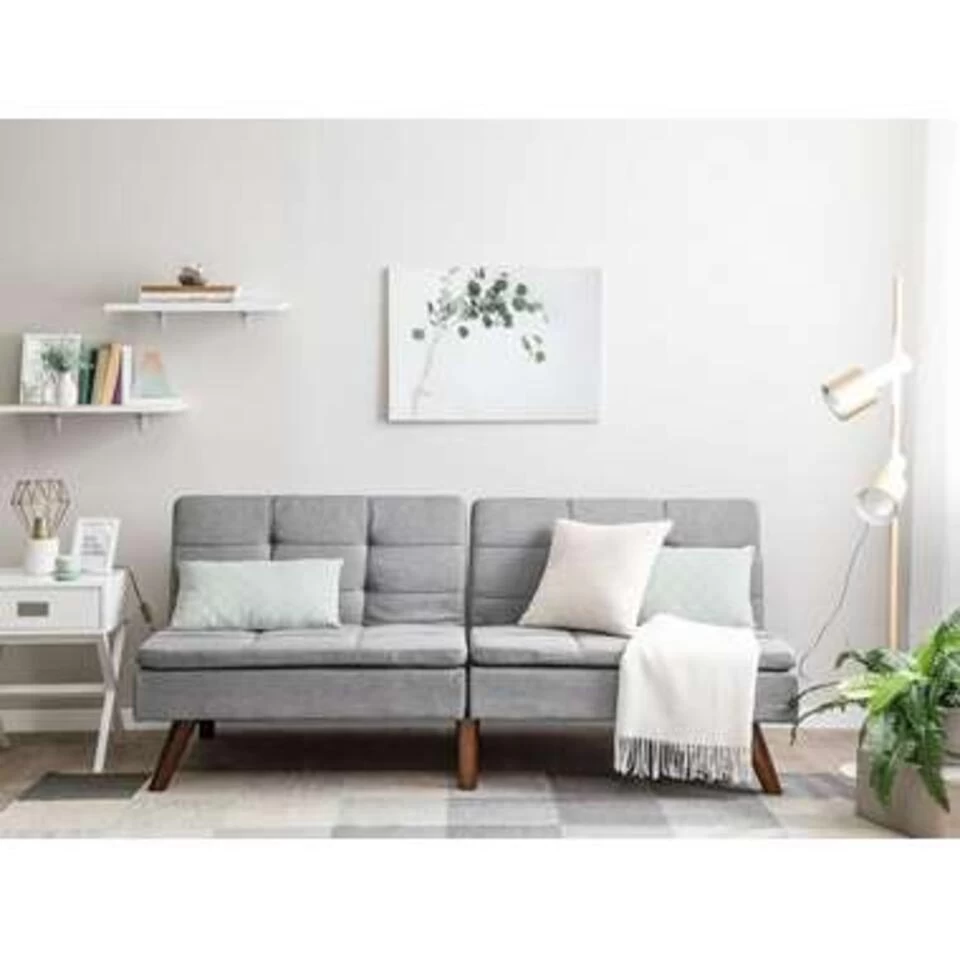 Beliani Driezitsbank - RONNE Grijs Polyester - Afbeelding 2