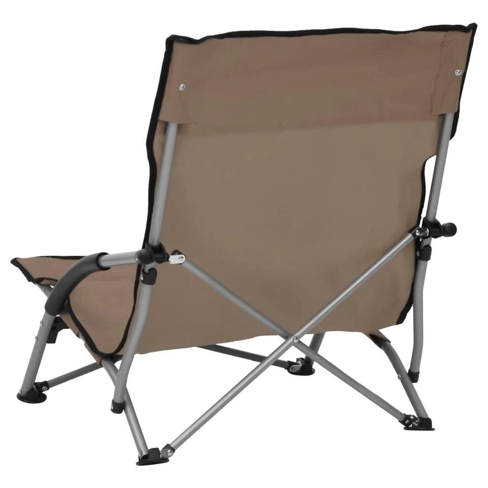 VidaXL Strandstoelen 2 St Inklapbaar Stof Taupe - Afbeelding 4