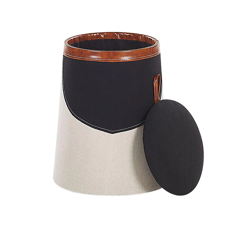 Beliani Poef APACHE - Beige Kunstlinnen - Afbeelding 4