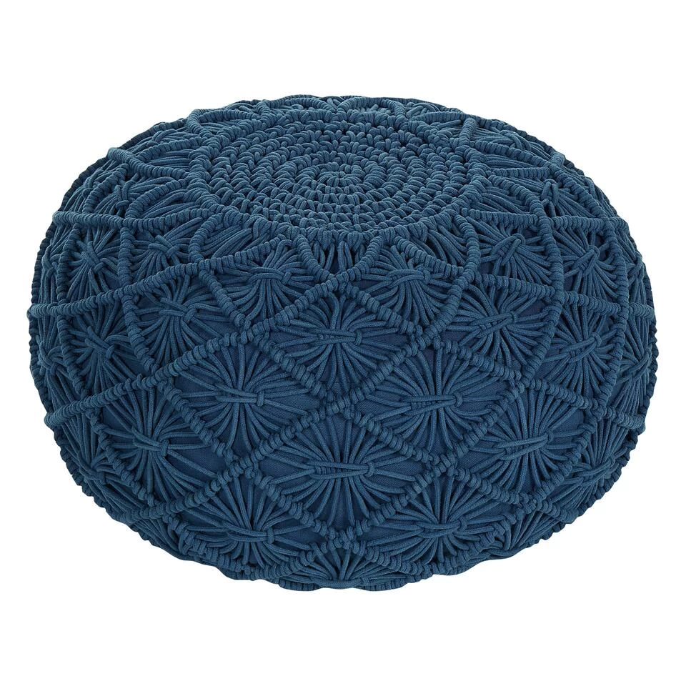 Beliani Poef BERKANE - Blauw Katoen - Afbeelding 4