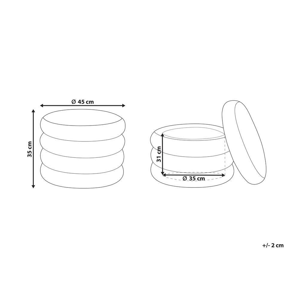 Beliani Poef BREWTON - Grijs Fluweel - Afbeelding 3