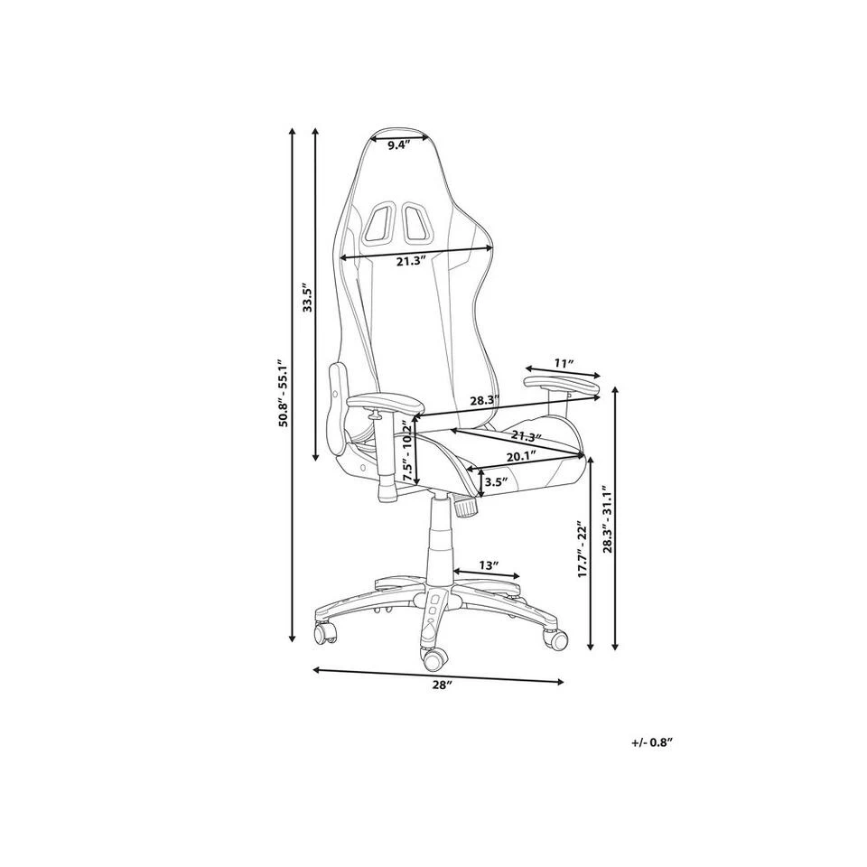 Beliani Bureaustoel KNIGHT - Zwart Kunstleer - Afbeelding 2