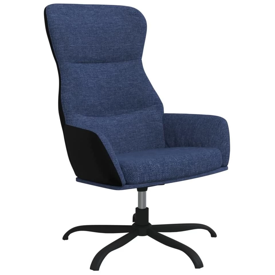 VidaXL Relaxstoel Met Voetensteun Stof Blauw - Afbeelding 3