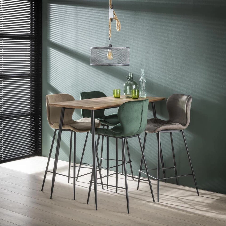 Giga Meubel Barstoel Velvet Groen - Zithoogte 67cm - Zwart Onderstel - Afbeelding 2