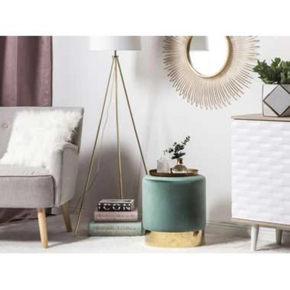 Beliani Poef SOPHIA - Groen Fluweel - Afbeelding 2