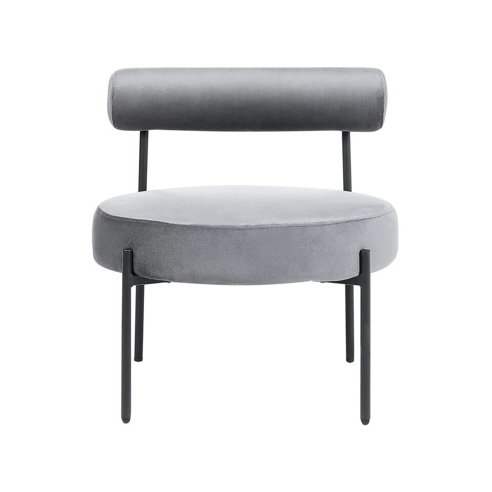 Beliani Fauteuil ALPHA - Grijs Fluweel - Afbeelding 4