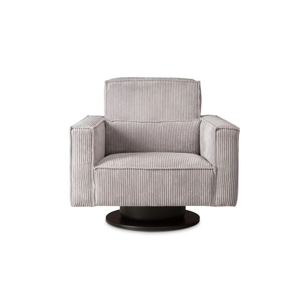 Draaifauteuil Stuttgart Met Armleuning - Ribcord - Lichtgrijs