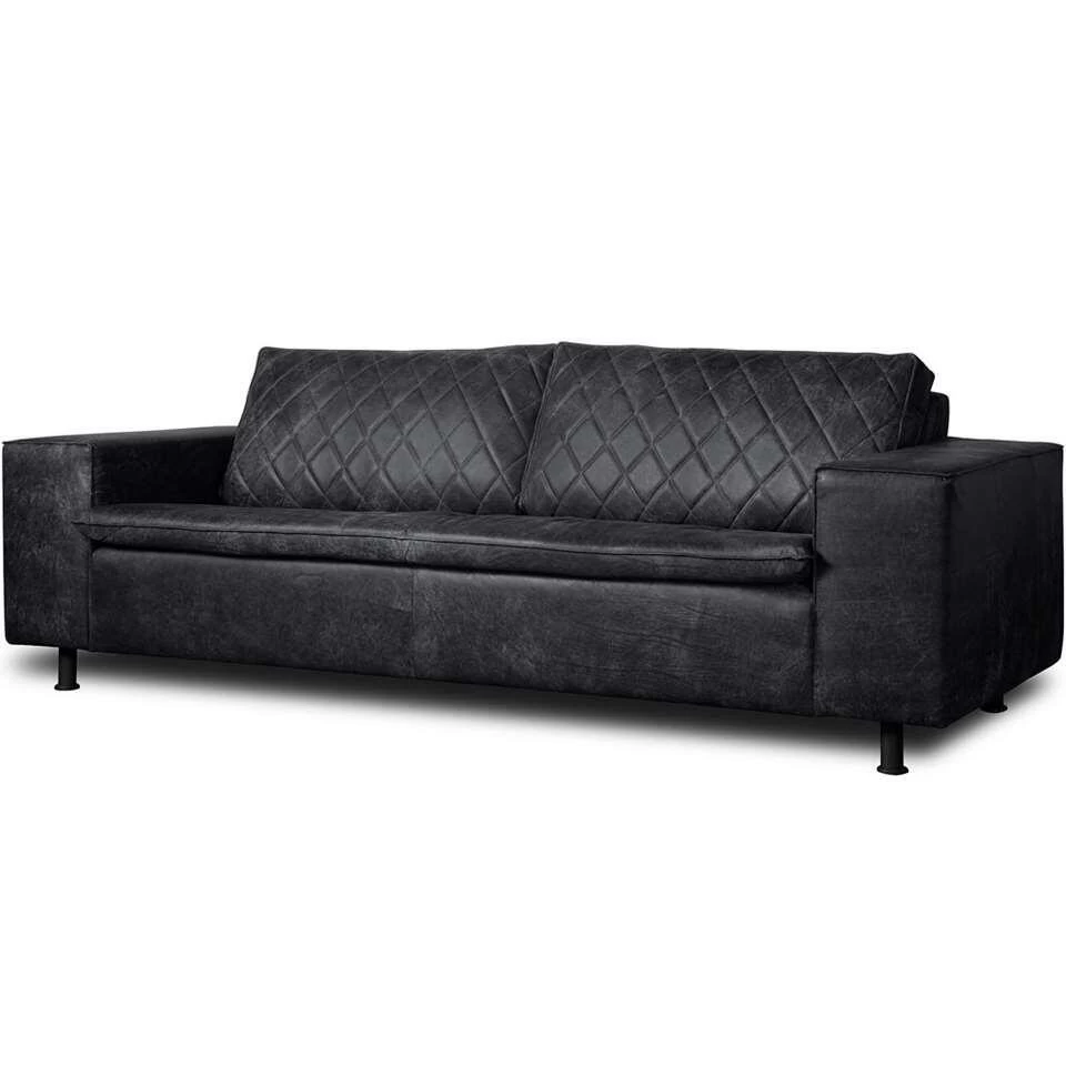 Bank Levin 3-zits - Leer - Zwart - Afbeelding 2