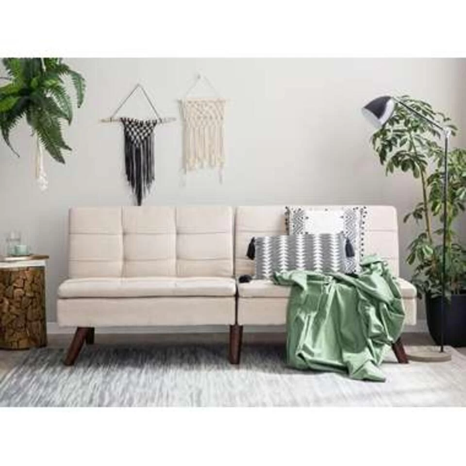 Beliani Driezitsbank - RONNE Beige Polyester - Afbeelding 2