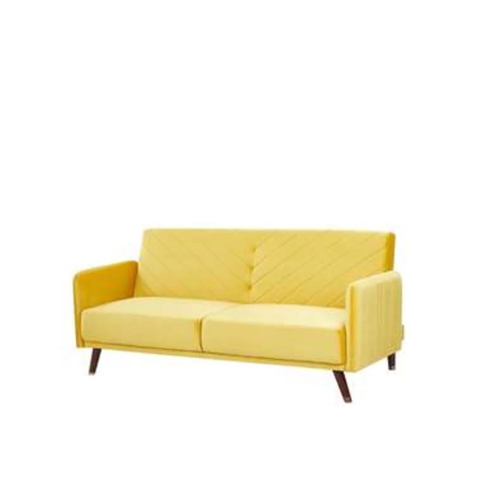 Beliani Driezitsbank - SENJA Geel Fluweel - Afbeelding 3