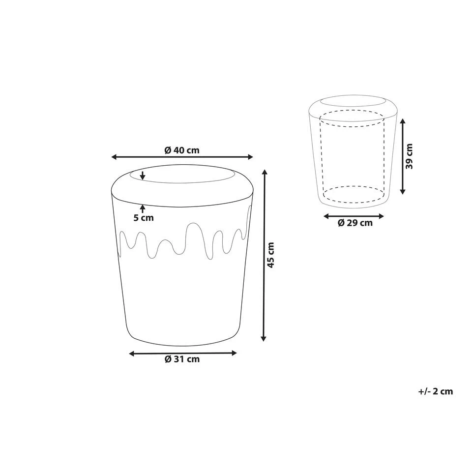 Beliani Poef MOUSEE - Beige Fluweel - Afbeelding 3