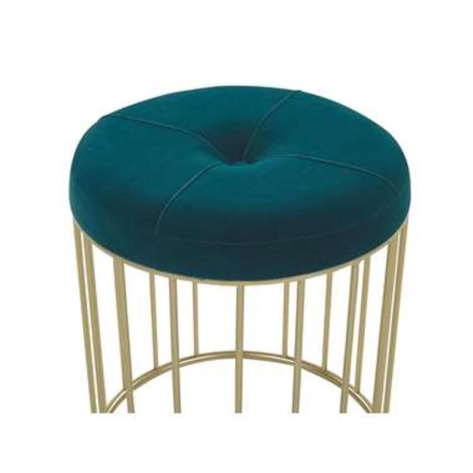 Beliani Hocker LUBBOCK - Blauw Fluweel - Afbeelding 2