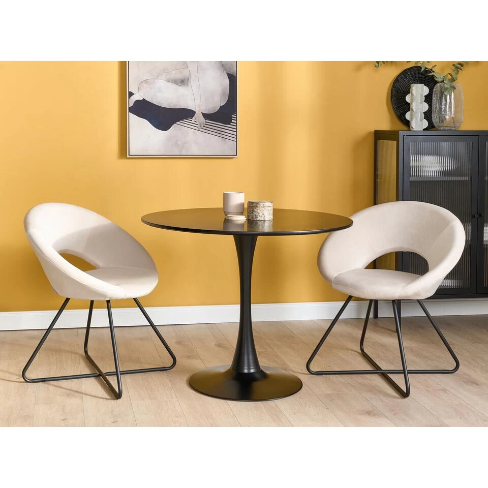 Beliani Fauteuil RACHEL - Beige Fluweel - Afbeelding 2