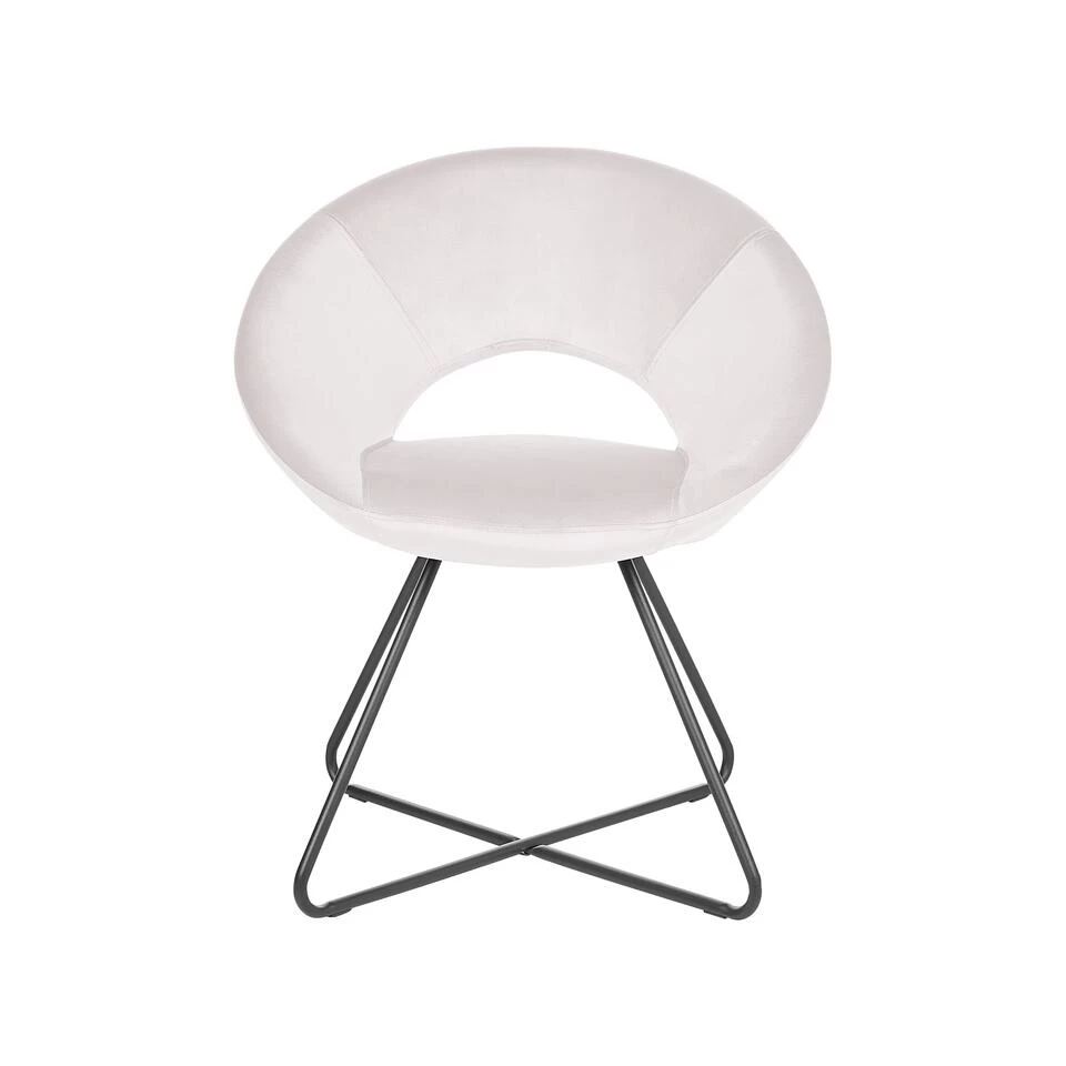 Beliani Fauteuil RACHEL - Beige Fluweel - Afbeelding 4