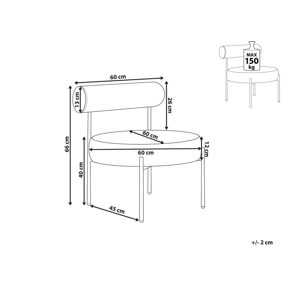 Beliani Fauteuil ALPHA - Grijs Fluweel - Afbeelding 3