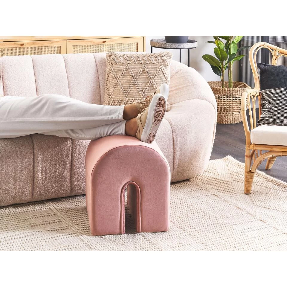 Beliani Poef MODOC - Roze Fluweel - Afbeelding 4