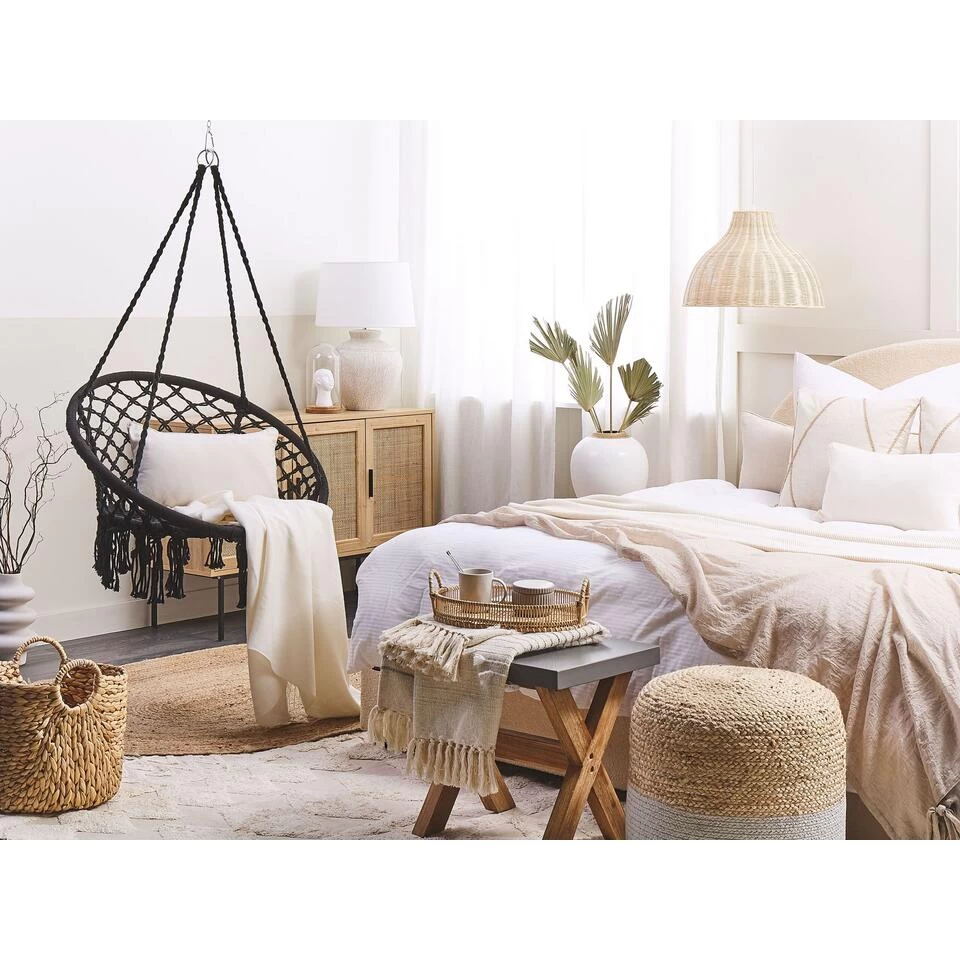 Beliani Hangstoel GABELLA - Zwart Katoen - Afbeelding 4