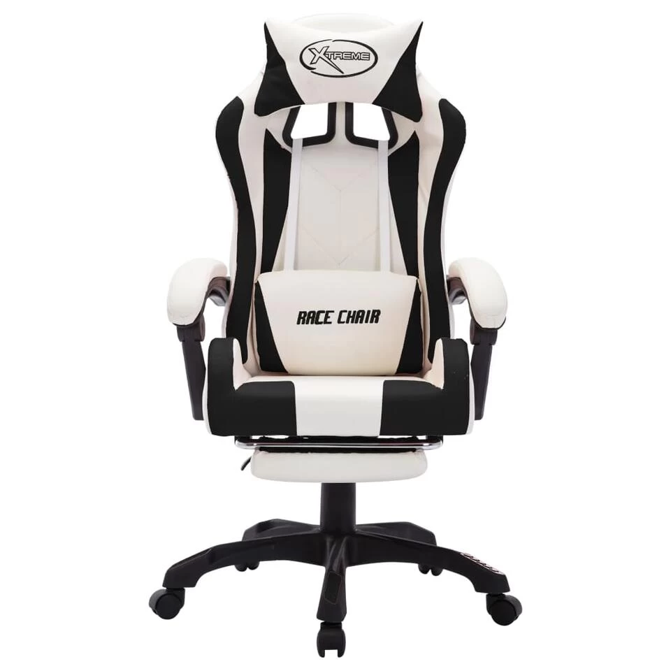 VidaXL Racestoel Met RGB LED-verlichting Kunstleer Zwart En Wit - Afbeelding 4