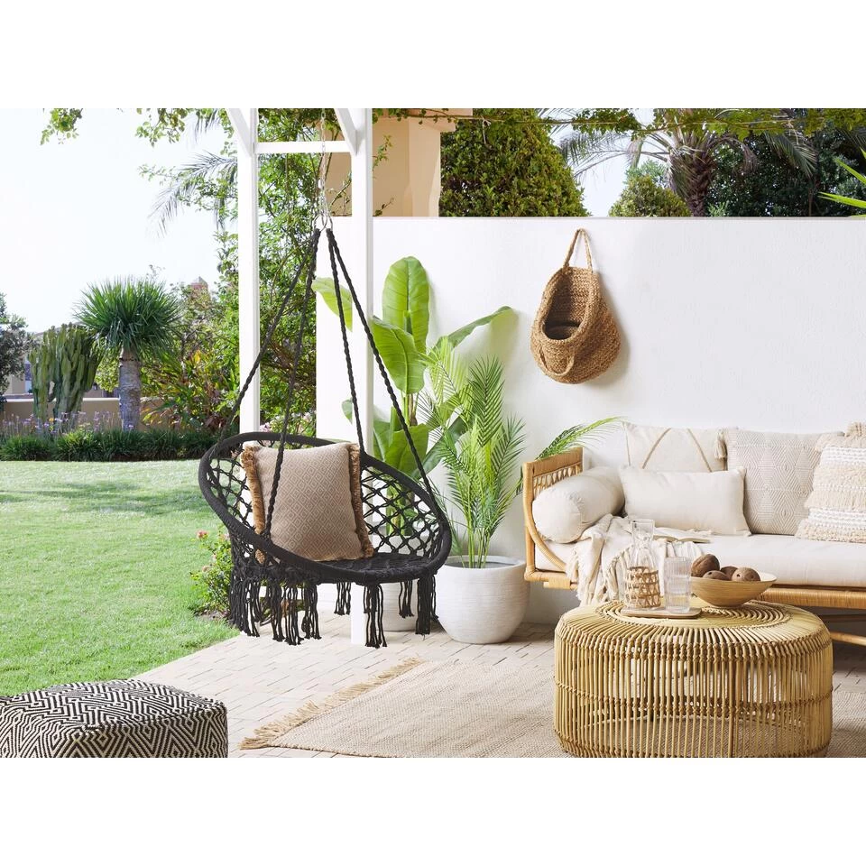 Beliani Hangstoel GABELLA - Zwart Katoen - Afbeelding 2