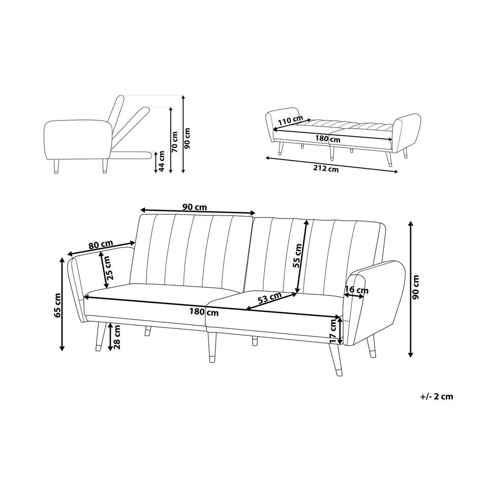 Beliani Slaapbank - VIMMERBY Blauw Fluweel - Afbeelding 3