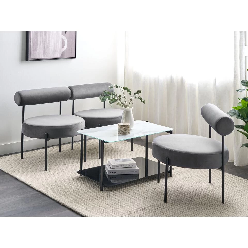 Beliani Fauteuil ALPHA - Grijs Fluweel - Afbeelding 2