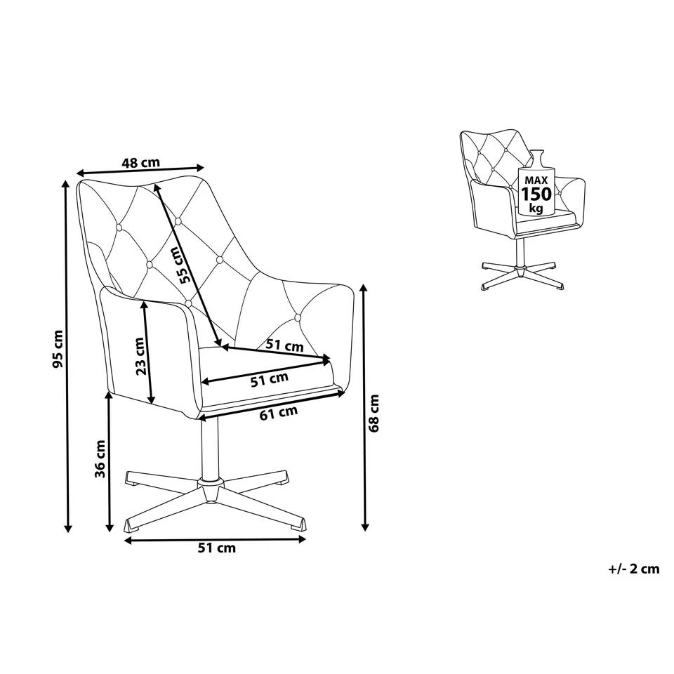 Beliani Fauteuil VAKSALA - Grijs Fluweel - Afbeelding 3