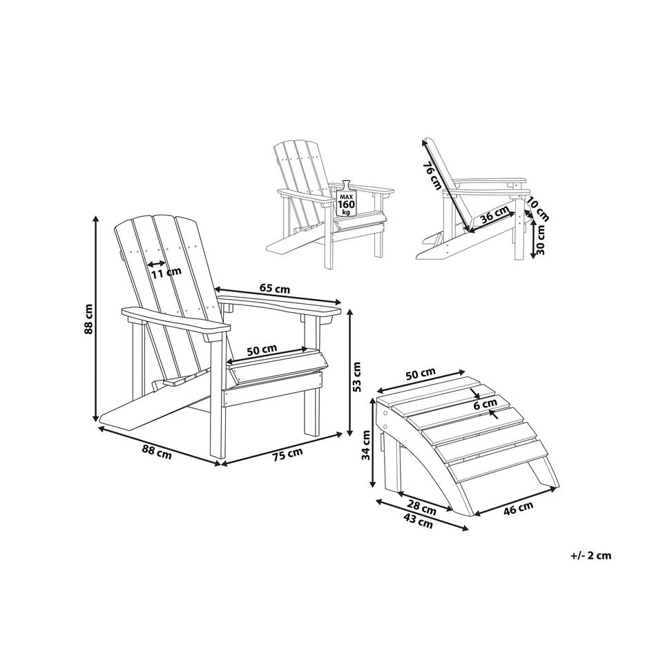 Beliani Tuinstoel ADIRONDACK - Rood Kunsthout - Afbeelding 3