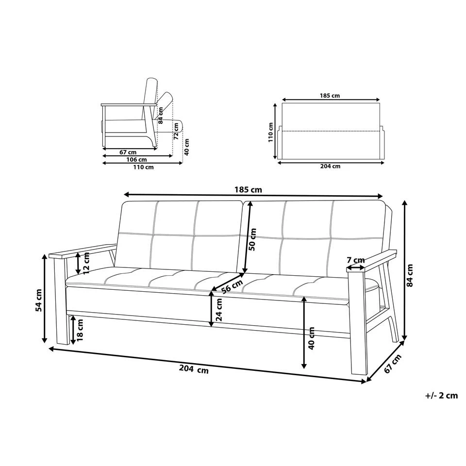 Beliani Slaapbank - TJORN Beige Polyester - Afbeelding 3