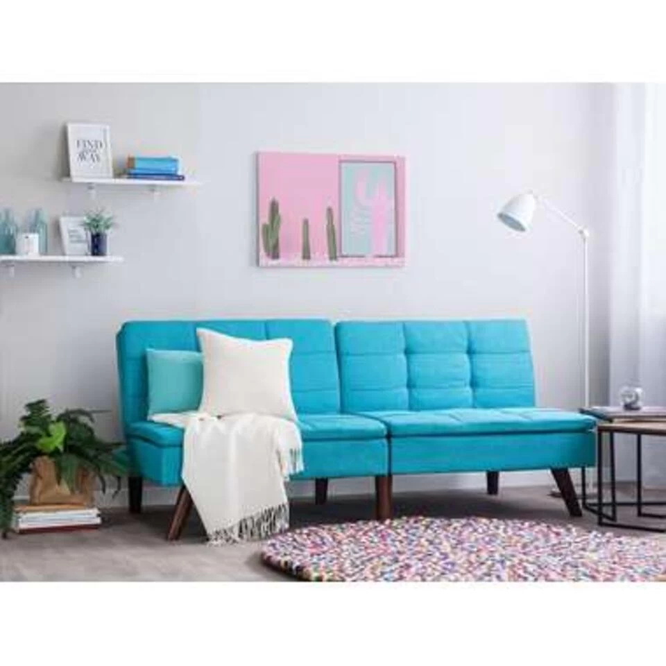 Beliani Driezitsbank - RONNE Blauw Polyester - Afbeelding 2