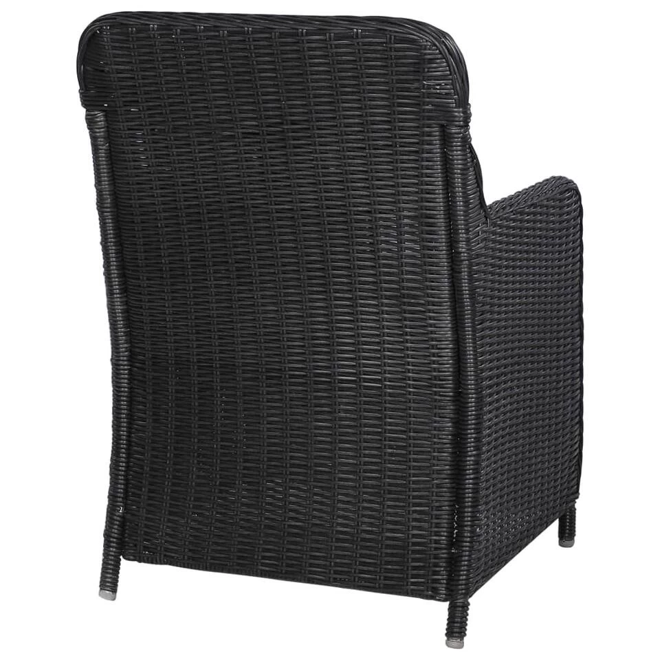 VidaXL Tuinstoelen 2 St Met Kussens Poly Rattan Zwart - Afbeelding 4