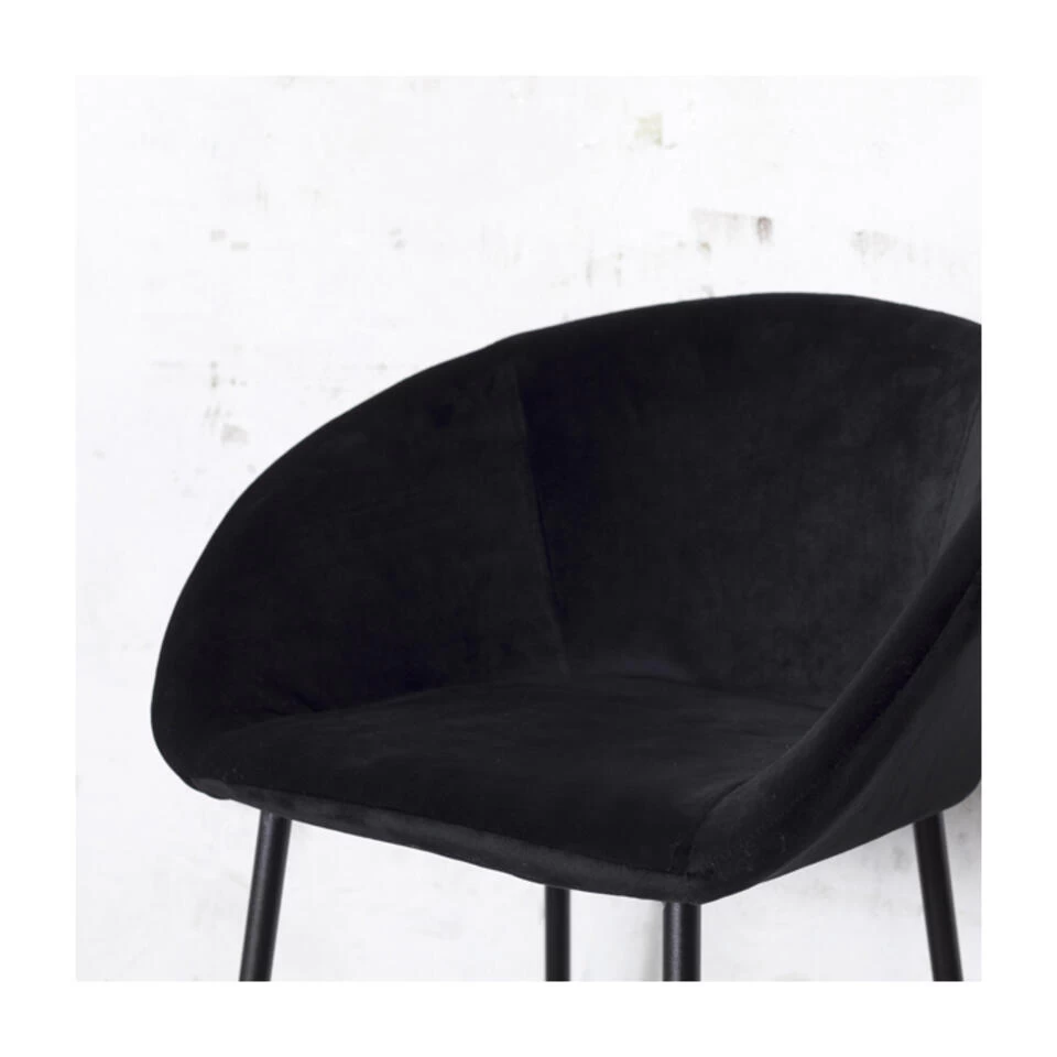 Giga Meubel Barkruk Velvet Zwart - 46x50x102cm - Barkruk Amira - Afbeelding 2