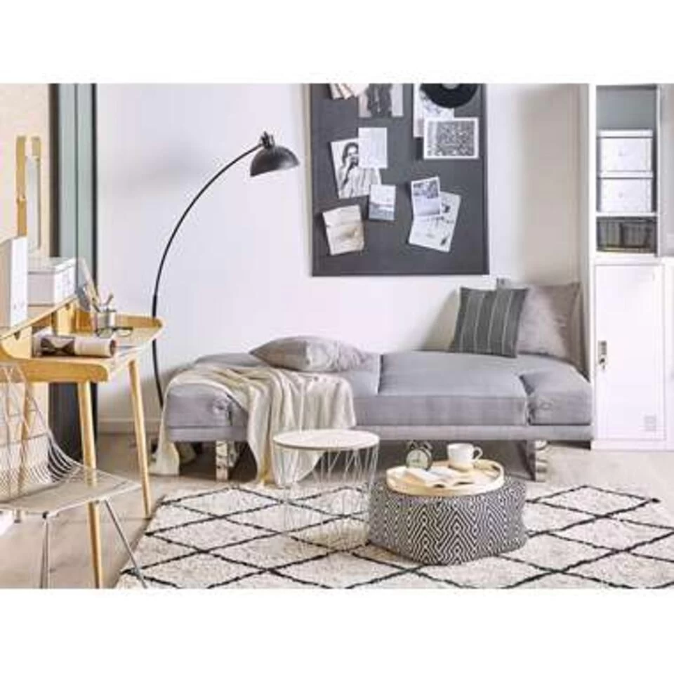 Beliani Slaapbank - YORK Grijs Polyester - Afbeelding 4